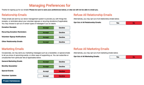 Manage Email Preferences