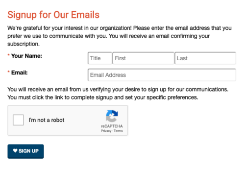 Marketing Emails Signup Form Example